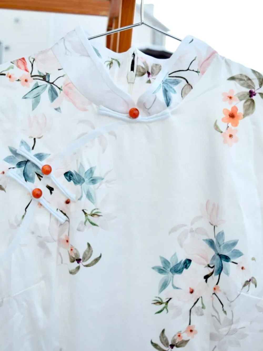 White Orange Flora Qipao Long Dress - Chinese Traditional Cheongsam